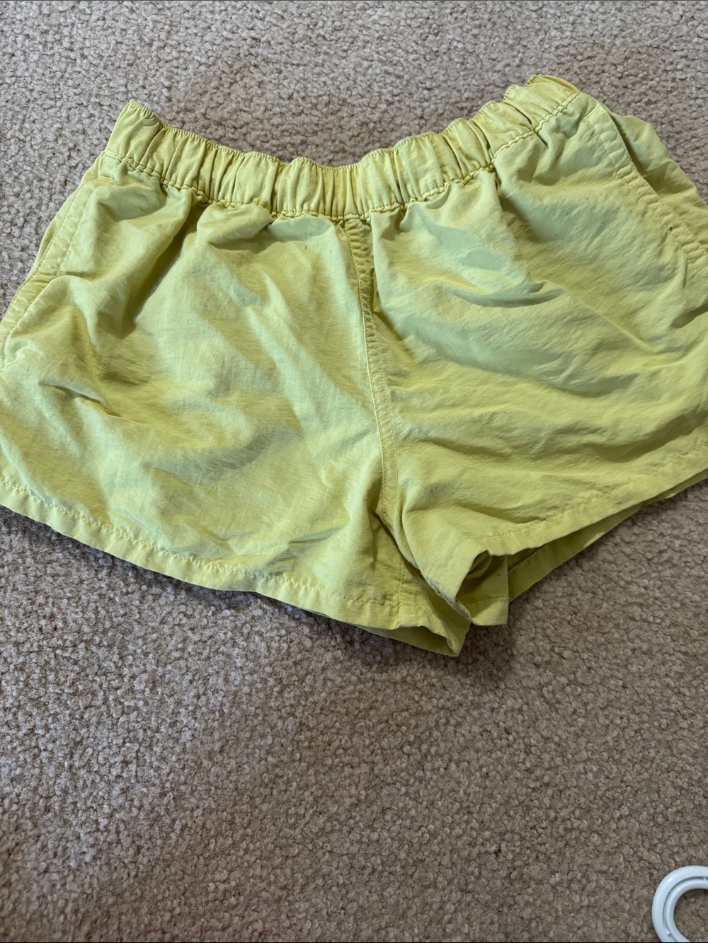 Patagonia Light Yellow Elastic Waist Athletic Shorts